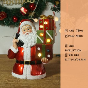 Wholesale Resin Santa Claus ornament with light resin crafts desktop ornaments CHRISTMAS DECORATION 2024