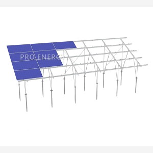 Fixed ground PV mounting HDG steel solar racking structure