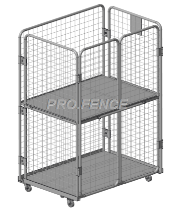 Umuyoboro uremereye wire mesh roll cage trolley yo gutwara ibintu no kubika (impande 4)