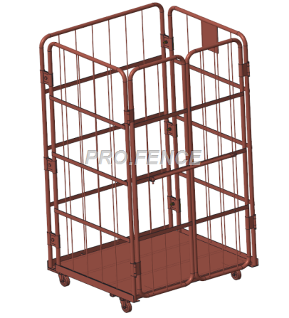 Carro de gàbia enrotllable de gran resistència per al transport i emmagatzematge de material (4 cares)