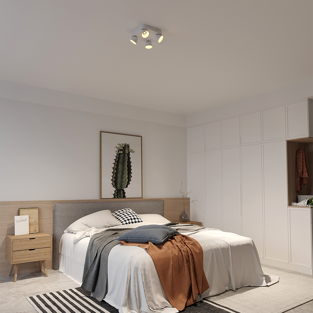 Lámpara de techo LED moderna Focos giratorios de 4 luces Luz empotrada COB cuadrada Luces LED para sala de estar y dormitorio Imagen destacada