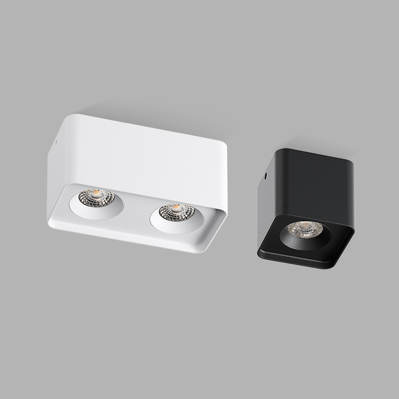 Square Surface Mounted LED Downlight 10W 20W COB Spot Light Single/Double Heads Ceiling Lamp ຫ້ອງຮັບແຂກຫ້ອງນອນ ແສງສະຫວ່າງຮູບພາບທີ່ໂດດເດັ່ນ