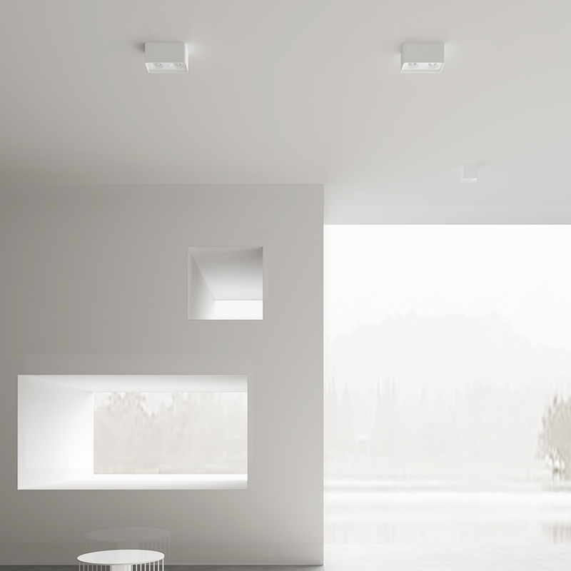 Downlight LED montado en superficie cuadrada 10W 20W Foco COB Lámpara de techo con cabezas simples/dobres Luz de dormitorio para sala de estar Imaxe destacada