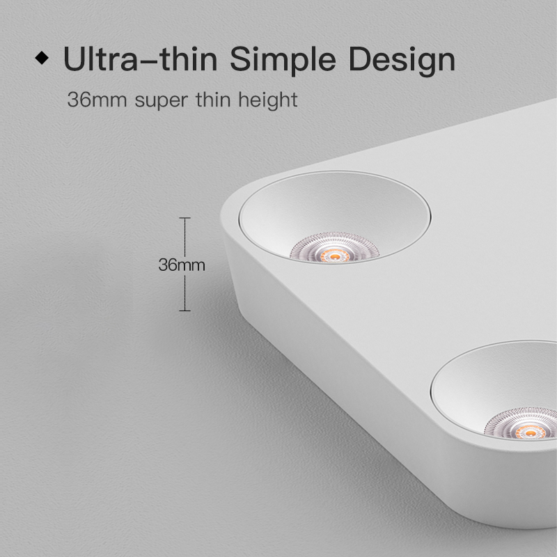 Ultratunn LED fyrkantig takspotlight 4 ljus aluminium vit taklampa inomhusbelysning Utvald bild