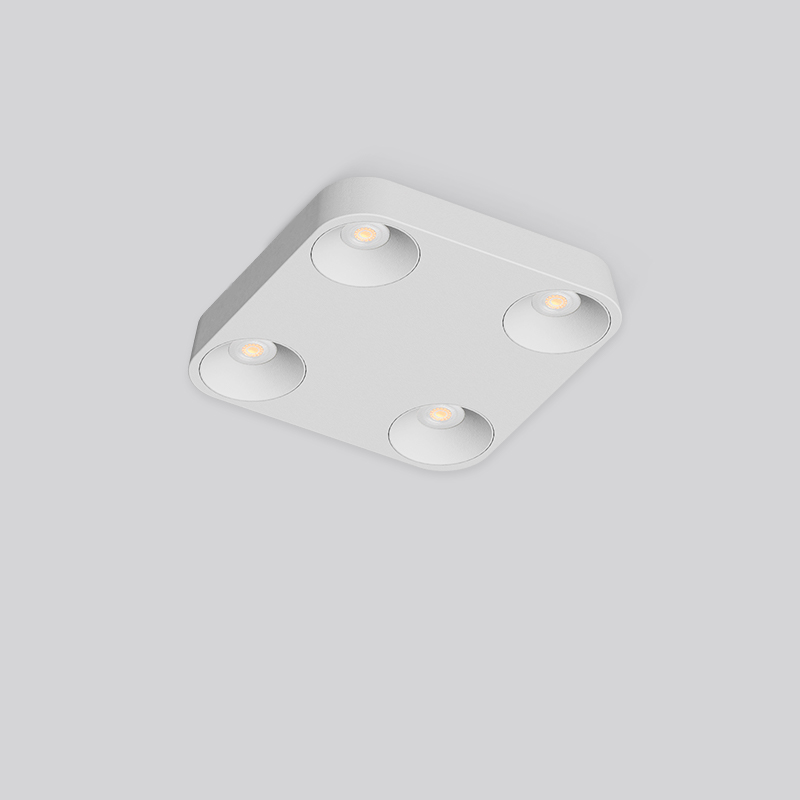 Ultra-tipis LED Square Ceiling Spot Light 4 Light Aluminium White Ceiling Lamp Perlengkapan Pencahayaan Dalam Ruangan