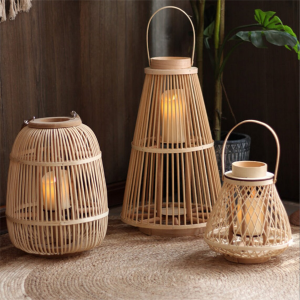 Svijećnjak od ratana, svijećnjak od ratana, podni vanjski portali, kućna dekoracija, svjetiljka od bambusa