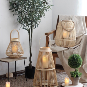 Rattan Candle Holder, Rattan Candle Holder, Floor Outdoor Portals, Home Decoration, bamboo Lamp
