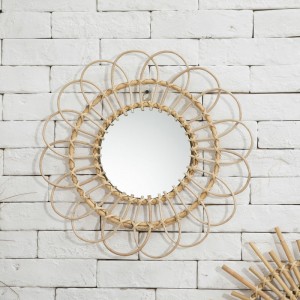 Rattan Wall Mirror Sunflower Round Wall Mirro for Living Room,multi-style