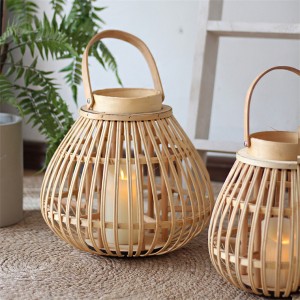 Bamboo Lantern Contemporary Home Decor Candle Holder,Natural and brown color