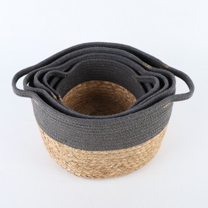 Seagrass Baskets,Natural Straw Woven Storage Basket, Home Organisation Basket with Handles, set of 4