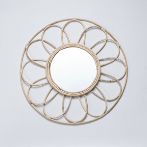 Round Rattan Mirror,Mirror Wall hanging Decor, Home Decoration