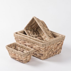 Water hyacinth Storage Box + Iron, Rectangular Box – Book Storage – Seagrass Handwoven Baskets – Storage Basket – Decoration Box