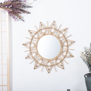 Natural Rattan Mirror,Mirror Wall hanging Decor, Home Decoration 23.6 Inch