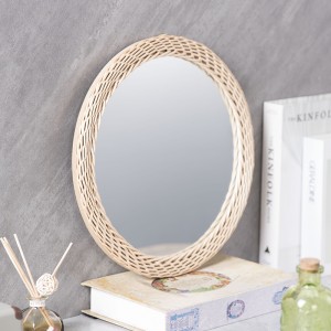 Round willow woven mirror,Mirror Wall hanging Decor, Home Decoration 13.8 Inch