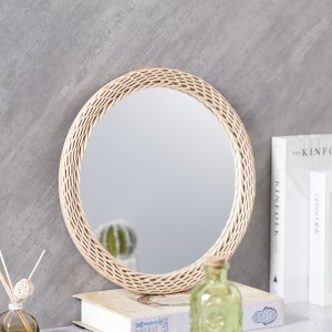 Round willow woven mirror,Mirror Wall hanging Decor, Home Decoration 13.8 Inch