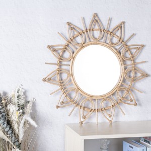 Natural Rattan Mirror,Mirror Wall hanging Decor, Home Decoration 23.6 Inch