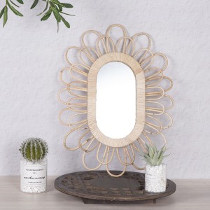 Oval Rattan Mirror,Mirror Wall hanging Decor, Home Decoration 19.3×15 Inch