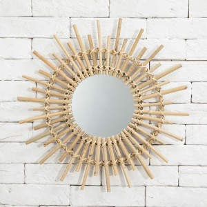 Rattan Wall Mirror Sunflower Round Wall Mirro for Living Room,multi-style