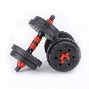 Eco PE Plastic Cheap Adjust Weights Dumbbells Set With Cement