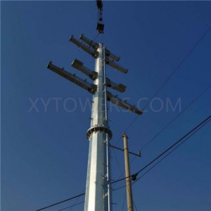 400kV Galvanized Electricity Transmission Line Steel Pole Tower