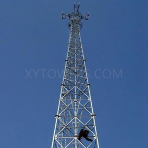 50M Galvanizita 3 Legged Tubular Telecom Radio Telekomunikado Ŝtala Krada Turo