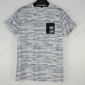 Men’s white printed round neck sports short sleeve T-shirt  SH-692