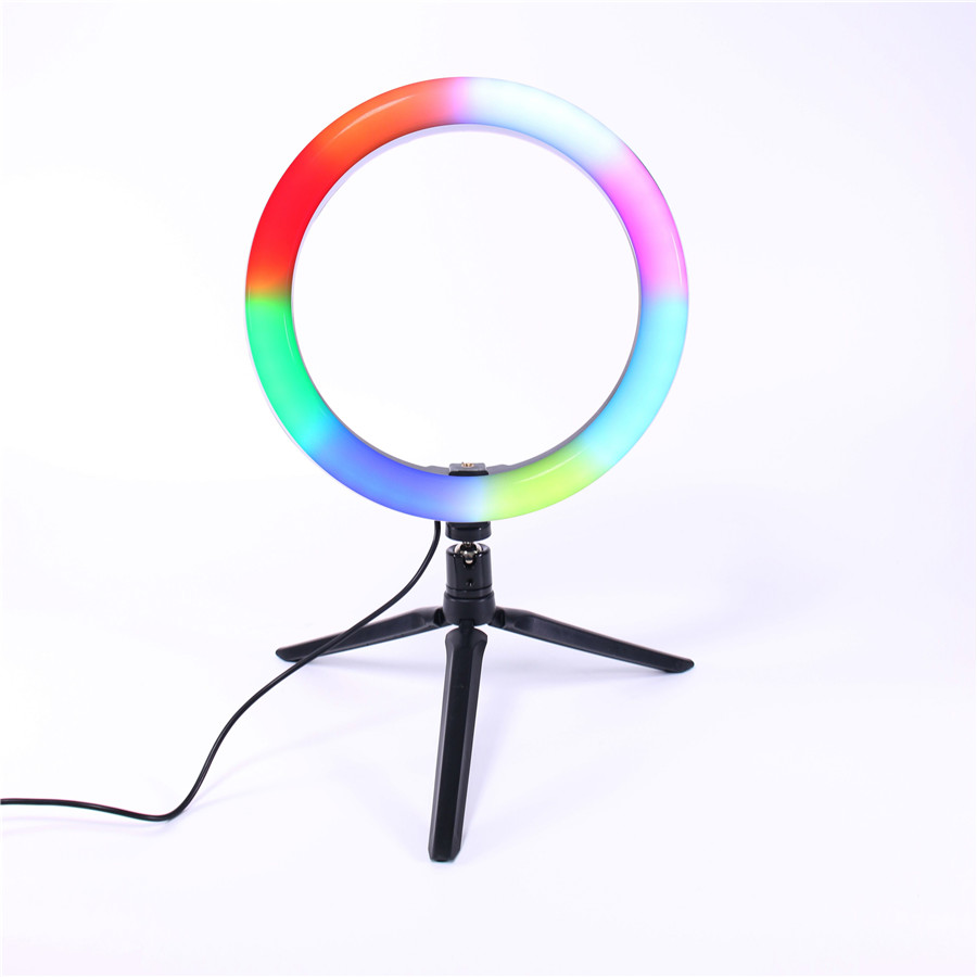 10-инчова лампа за пръстени за селфи димируеми кръгли стативи за красота фотографска светлина за селфи Представено изображение