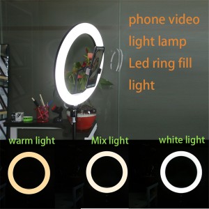 18″ LED-ringljus med stativstativ och telefonhållare