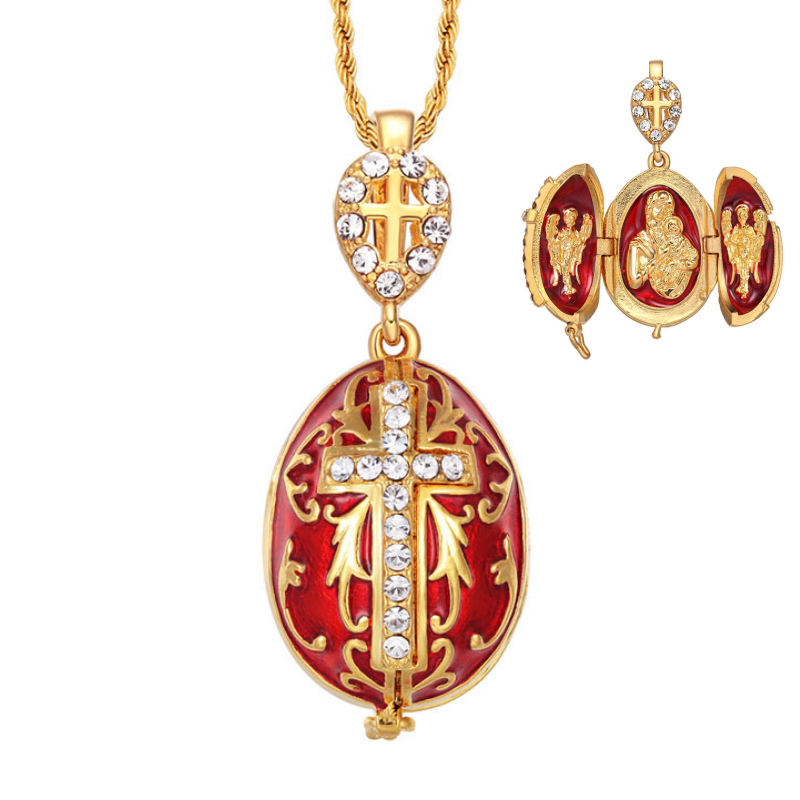 Медальон Мария Иисус Эмаль Яйцо Фаберже кулон подвески ожерелье