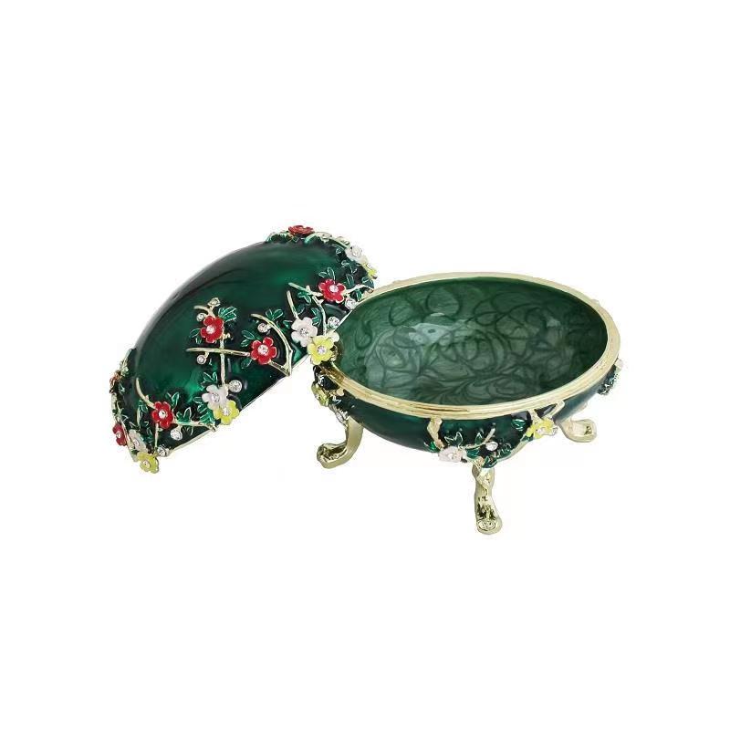 Capsa d'ous d'esmalt verd de flors Caixes de joieria d'ou de Faberge/Caixes de baratija Disseny clàssic