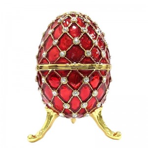 Kotak barang kemas gaya Rusia buatan tangan, kotak perhiasan kristal telur faberge easter