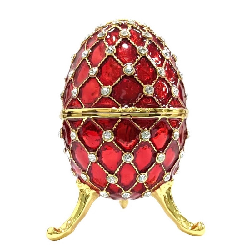 Caixa de xoias de estilo ruso feita a man, caixa de abalorios de cristal de ovos de faberge de Pascua