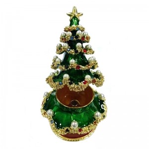 Kovová šperkovnice Home Decor vánoční stromeček kovová řemesla v evropském stylu malá úložná krabička jako dárek