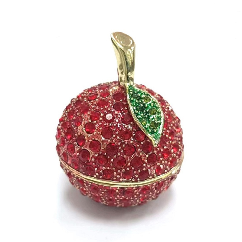 ກ່ອງເຄື່ອງປະດັບໂລຫະ Home Decor colorful rhinestones small cherry Metal crafts European style small storage box gift