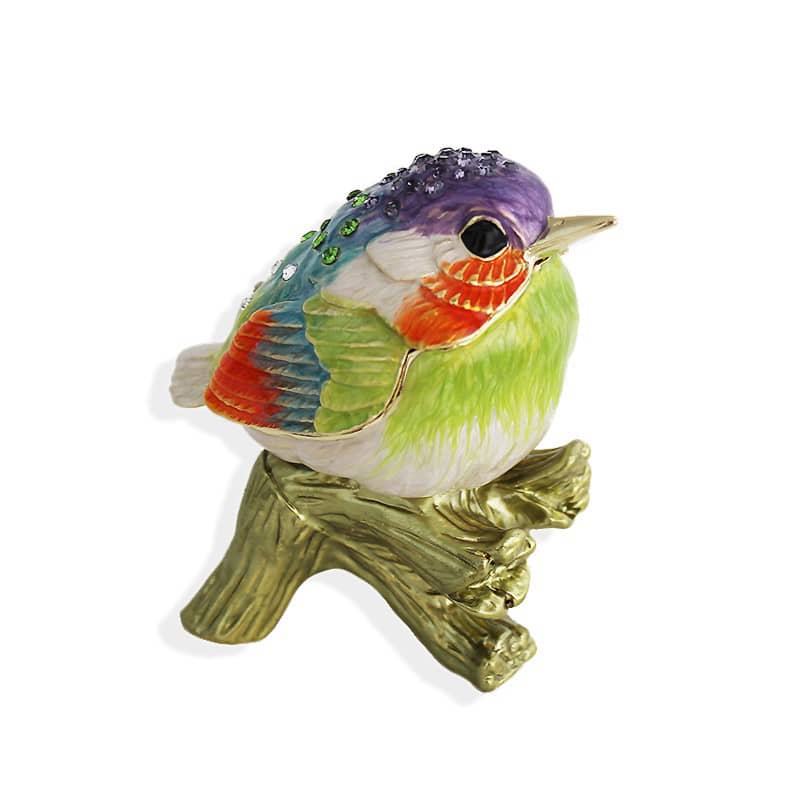 Шинэ загвартай өвөрмөц паалантай ринстон шувуунд дурлагчдын бэлэг дурсгалын үнэт эдлэлийн металл хайрцаг, гоёл чимэглэлийн хайрцаг