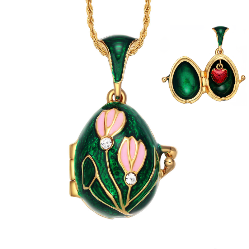 Water Lily enamel faberge egg pendant charms