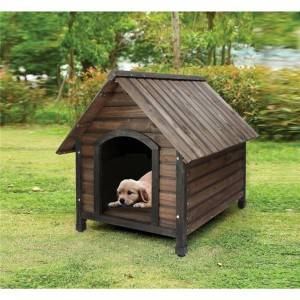 Casinha de madeira para cachorro de estimação em forma de cabana Bohn