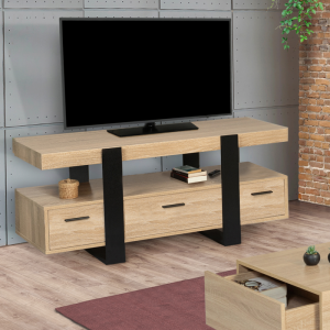 Praktiška medinė televizoriaus spintelė su stalčiais 0380