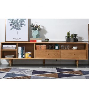 Moble de TV de fusta massissa de la sala d'estar d'un apartament petit de moda #0023
