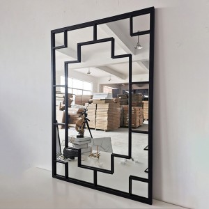 Moldura preta retangular de ferro vestido de parede minimalista europeu decorativo espelho de ferro criativo