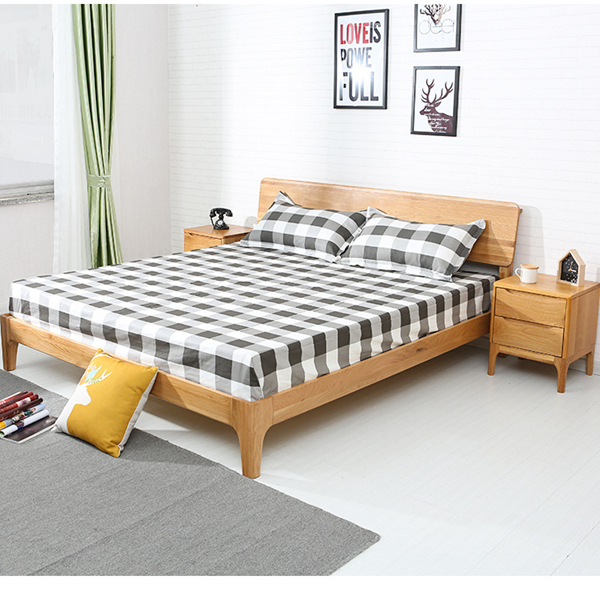 מיטה זוגית רב תכליתית מעץ אלון לבן מיטת חדר שינה מעץ מלא #0113 תמונה מוצגת