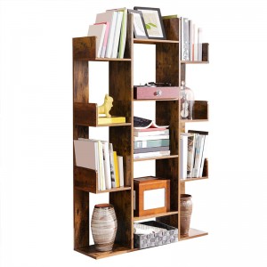 פנל עץ בסגנון אמריקאי מדף ספרים לאחסון סלון 0389