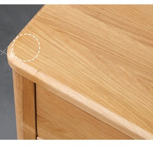 Doppelzug-Nachttisch mit geriffeltem Griff. Massivholz-Seitenschrank # 0121