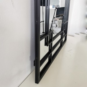 Geležinis stačiakampis juodo rėmo dekoratyvinis europietiškos minimalistinės sieninės suknelės kūrybinis geležinis veidrodis