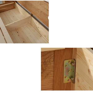 Llit de caixa alt de fusta massissa llit doble d'emmagatzematge #0111