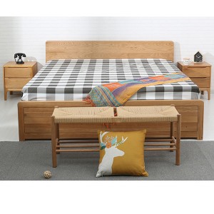 מיטת ארגז גבוהה מעץ מלא מיטת אחסון מיטה זוגית#0111