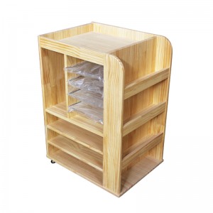 Kindergarten miaraka amin'ny Pulley Movable Children's Solid Wood Art Cabinet 0398