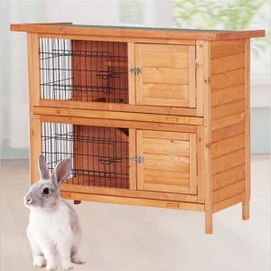 Solid Wood Rabbit Cage Maliit at Katamtamang Pet Cage 0204