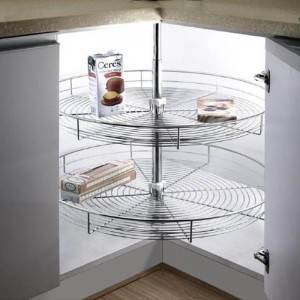 G131 Series 360 degree turn corner rotating metal wire basket for kitchen cabinets