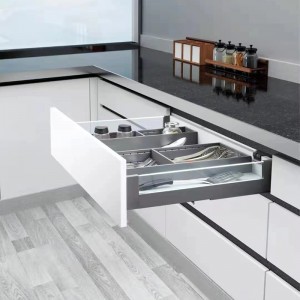 Personlized Products Kitchen Drawer Slide - Soft close slim drawer box system with side glass and light – Yangli